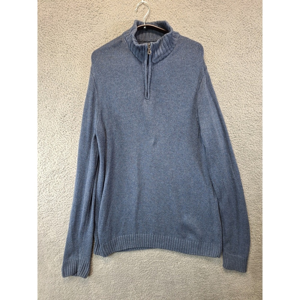 Croft & Barrow Mens Blue Quarter Zip Long Sleeve Sweater‎ Large Buisiness Casual
